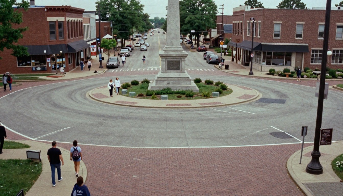 Couple Takes Engagement Photos at Monument Square; Roundabout Becomes Extra