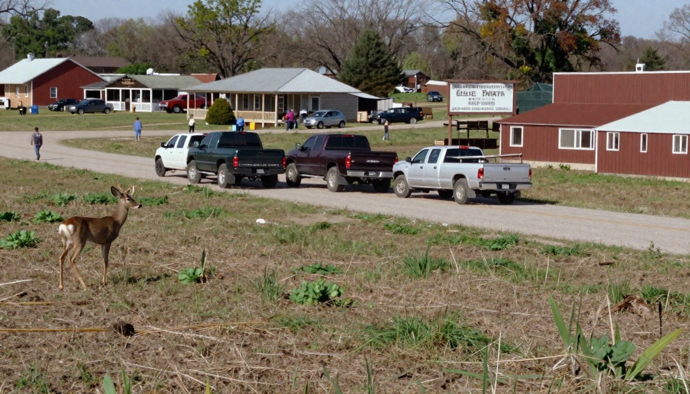 Deer on Game Farm Road Holds Up Three Trucks Without Apology